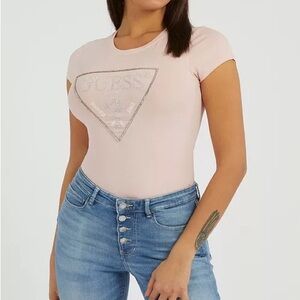 Guess Light Pink Embellished Tee